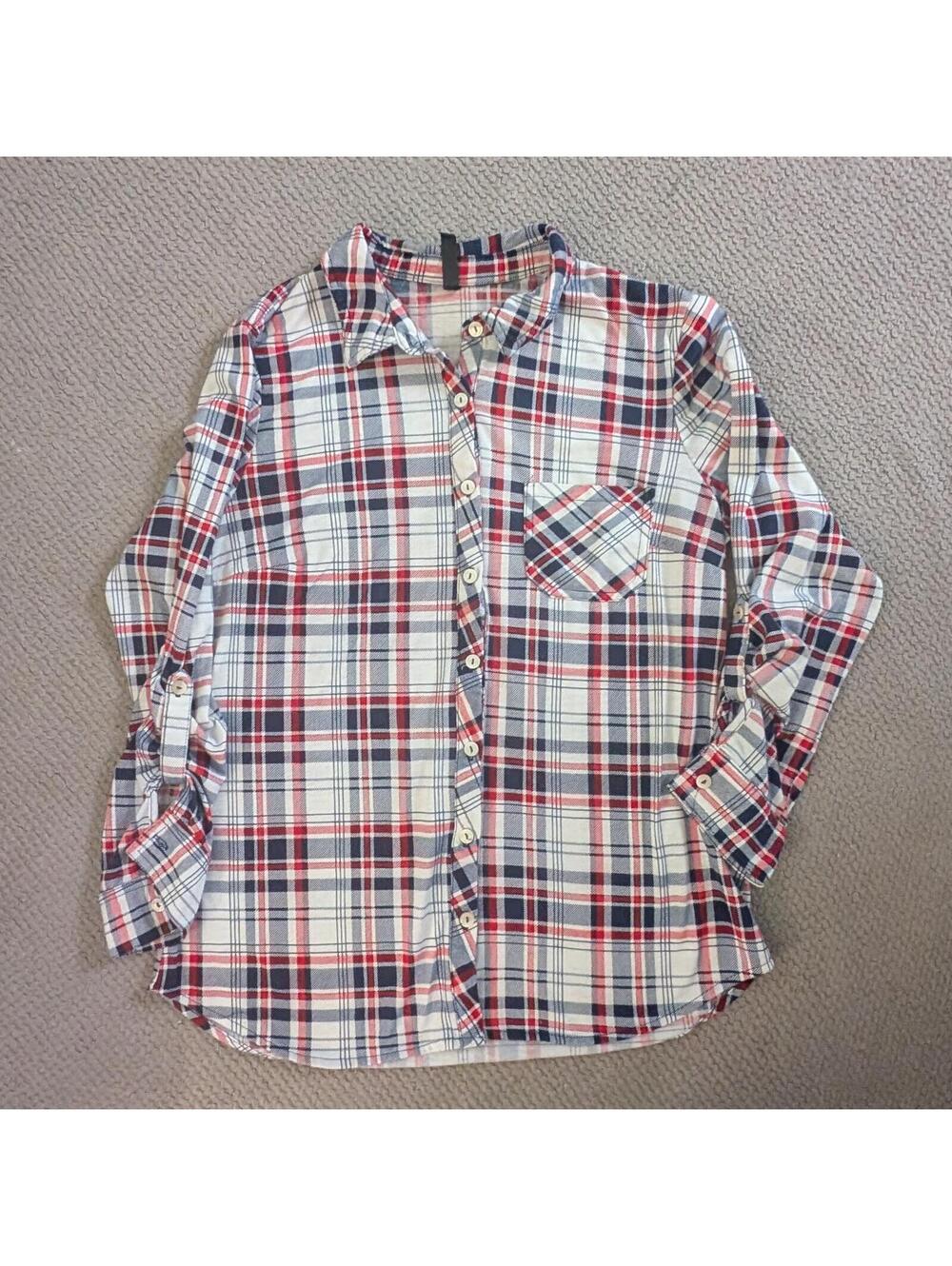 After Ego Large Plaid Button-Up Shirt